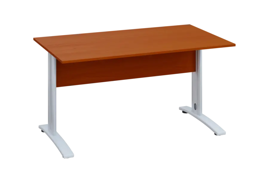 EPK 28 - 14 stůl kancelářský, kovová podnož bílá, deska 25 mm, široký 1400 mm, třešeň šumavská